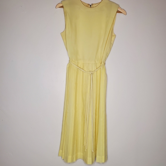 Dandelion Breeze Pastel Yellow Sleeveless Pleated Vintage 60s Dress - Picture 11 of 16